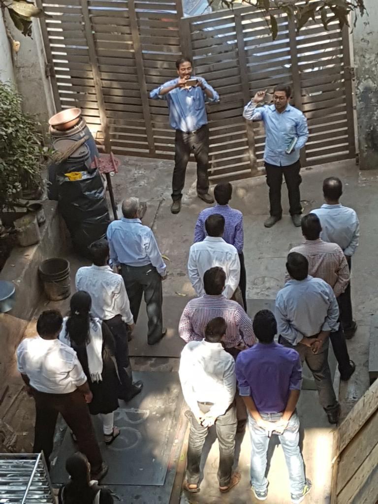 Team briefing at a site